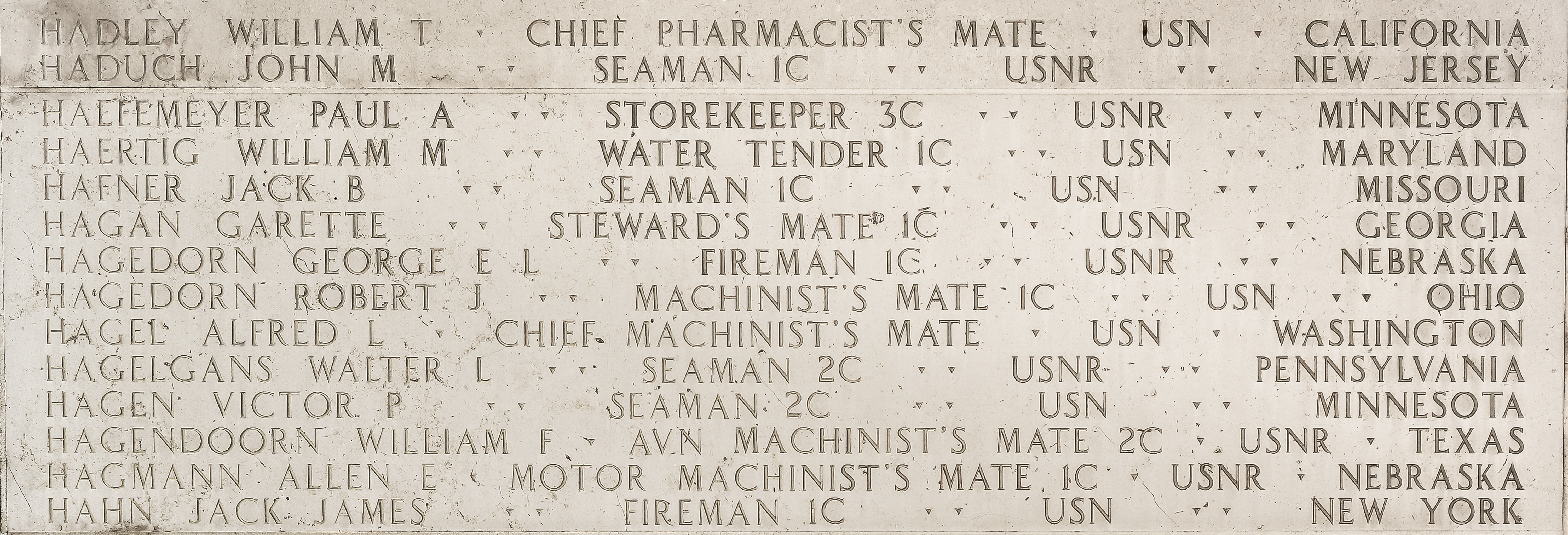 Paul A. Haefemeyer, Storekeeper Third Class